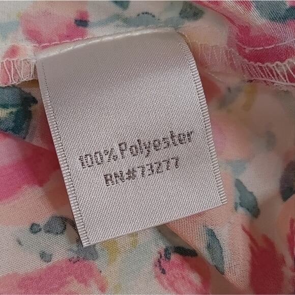 Lauren Conrad LC Sheer Size Medium M Floral Flower Button Up Blouse Top - Picture 6 of 12